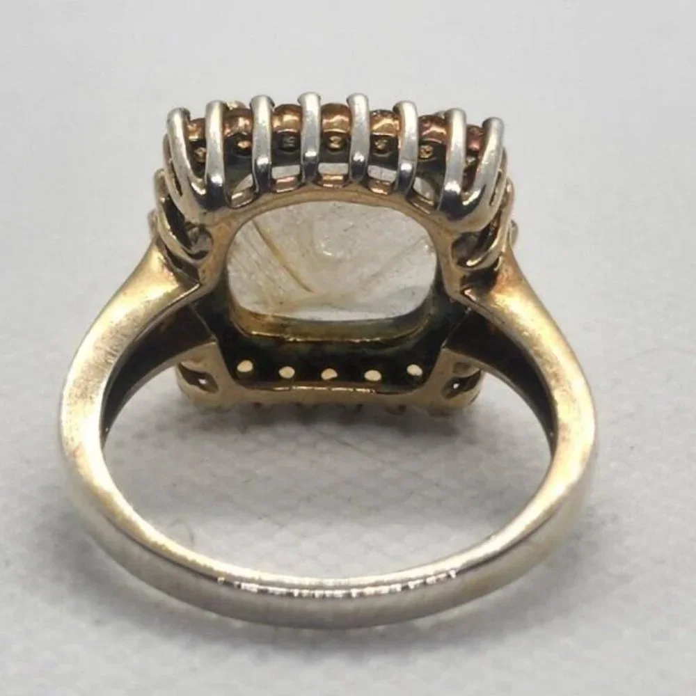 925 STERLING SILVER WITH QUARTZ & HELIDOR RING SIZE 9.5